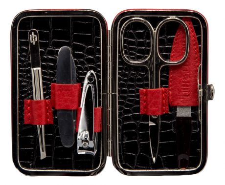 Маникюрный набор из 5 предметов Faux Crocodile Manicure Black Red