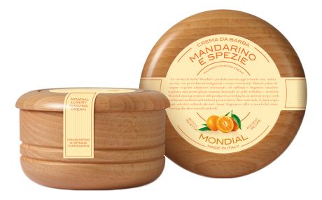 Крем для бритья с ароматом мандарина и специй Mandarino E Spezie: Крем 140мл (деревянная чаша)