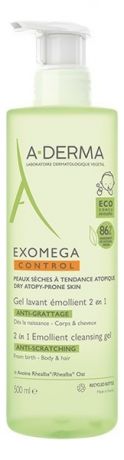 Очищающий гель для тела и волос 2 в 1 Exomega Control Anti-Scratching 500мл
