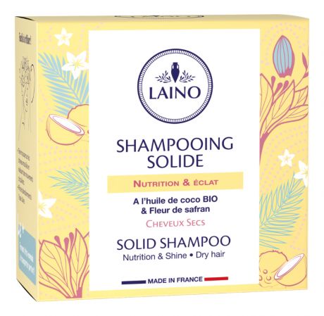 Твердый шампунь для волос Shampooing Solide 60г (кокосовое масло, шафран)