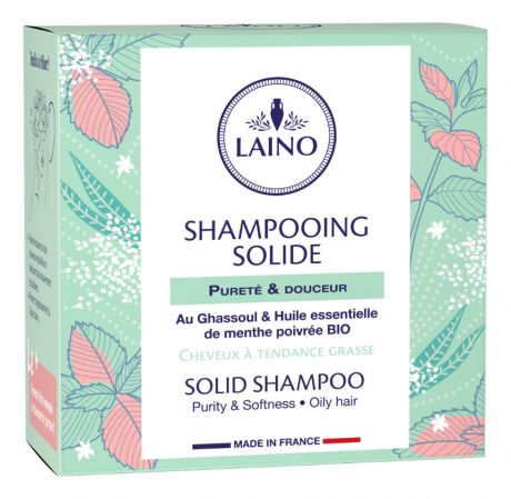 Твердый шампунь для волос Shampooing Solide 60г (глина гассул, масло мяты)