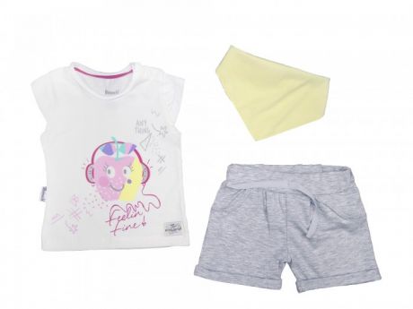 Комплекты детской одежды Mini World Комплект для девочки (футболка, шорты, нагрудник) MW14356