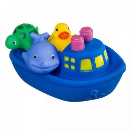 Игрушки для ванны Bondibon Набор игрушек для купания Корабль Дельфин Утенок Черепаха