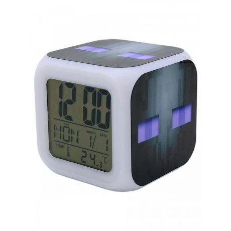 Часы Pixel Crew будильник Эндерман пиксельные с подсветкой