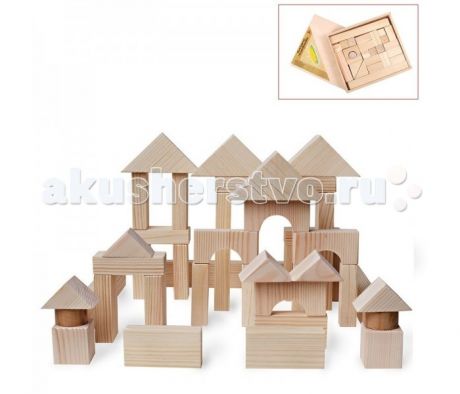 Деревянные игрушки Paremo конструктор 51 деталь неокрашенный в деревянном ящике