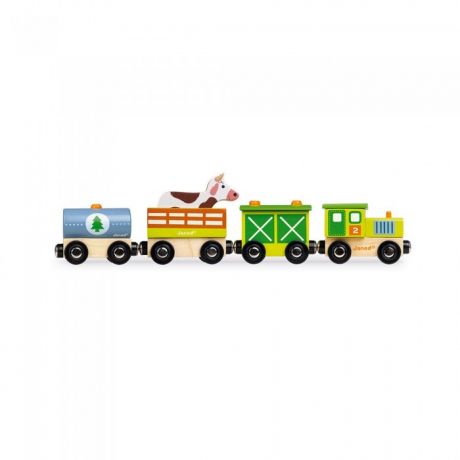 Деревянные игрушки Janod Поезд на магнитах с фигурками Ферма