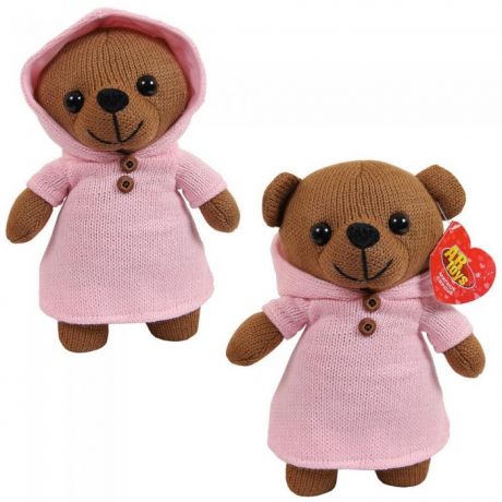 Мягкие игрушки ABtoys Knitted Мишка вязаный в розовом платьице 22 см
