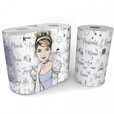 Хозяйственные товары World Cart Полотенца бумажные 3-х слойные Принцессы серия Disney 2 шт. 23х22.8 см