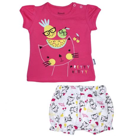 Комплекты детской одежды Mini World Комплект для девочки (футболка, шорты) MW16530