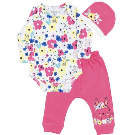 Комплекты детской одежды Mini World Комплект для девочки (боди, брюки, шапка) MW16139