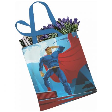 Сумки для мамы JoyArty Сумка шоппер Супермен в прожекторах ткань под лен 35x37x7 см