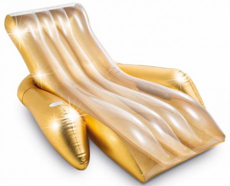 Матрасы для плавания Intex Надувной матрас-шезлонг для плавания Золотой блеск с подстаканником 175х119 см