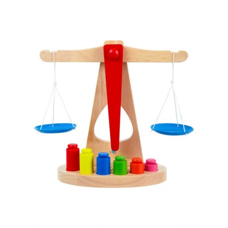 Деревянные игрушки Кузя Тут Игровой набор Весы с гирьками и чашами