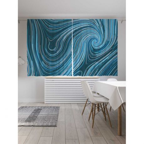 Шторы JoyArty Классические шторы Синие вихри серия Oxford DeLux 2 полотна 145x180 см