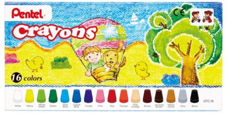 Карандаши, восковые мелки, пастель Pentel Восковые мелки Crayons 16 шт.