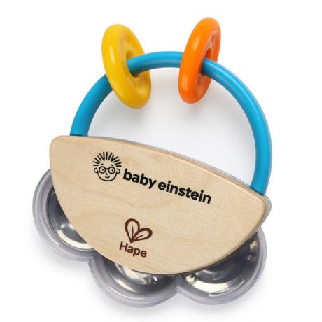 Погремушки Hape Музыкальная игрушка 2 в 1 бубен и погремушка для малышей