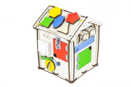 Деревянные игрушки Iwoodplay Бизиборд Дом со светом Мультицвет 30x24x24 см