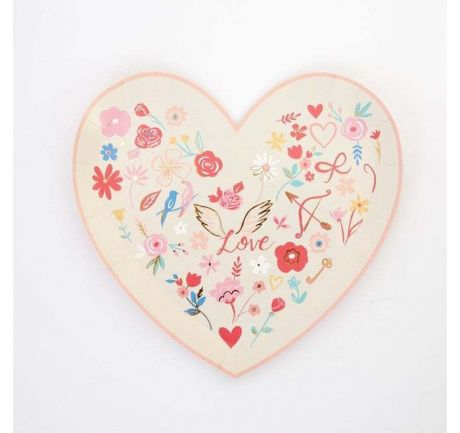 Товары для праздника MeriMeri Тарелки Цветочное сердце 8 шт.