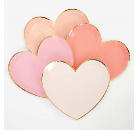 Товары для праздника MeriMeri Тарелки Розовое сердце большие 8 шт.