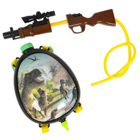 Водные пистолеты и бластеры Bondibon Водное оружие с помпой Наше Лето Динозавры с рюкзаком-резервуаром 2000 мл