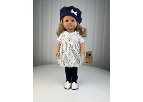 Куклы и одежда для кукол Lamagik S.L. Кукла Нэни блондинка в белом платье и синем берете 42 см
