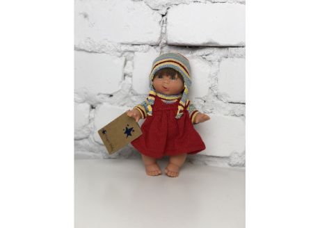 Куклы и одежда для кукол Lamagik S.L. Кукла Джестито Инфант в красном сарафане ухмыляется 18 см