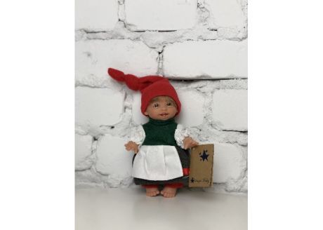 Куклы и одежда для кукол Lamagik S.L. Кукла Джестито Гном девочка в зеленом сарафане 18 см