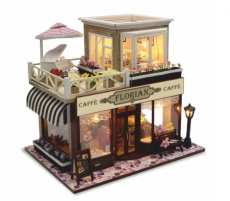 Кукольные домики и мебель Hobby Day Интерьерный конструктор Известные кафе мира Caffe Florian с подсветкой