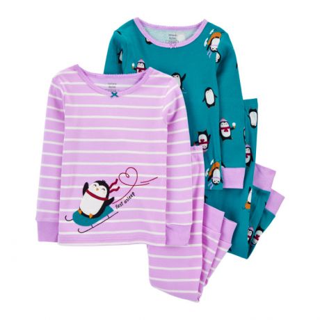 Домашняя одежда Carter's Пижама для девочки с пингвинами (4 предмета) 1M693410