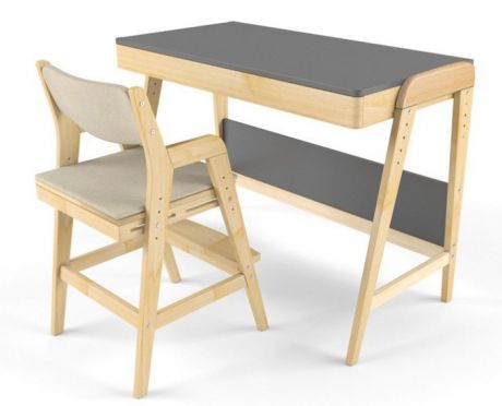 Детские столы и стулья 38 Попугаев Комплект растущий стол и стул с чехлом Вуди (серый/берёза)