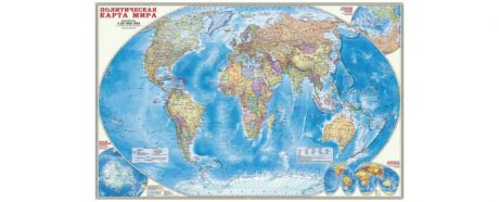 Атласы и карты Геодом Карта настенная на рейках Мир Политический 124х80 см