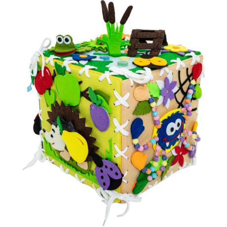 Развивающие игрушки Evotoys Мягкий бизиборд кубик Софтики в лесу 25х25 см