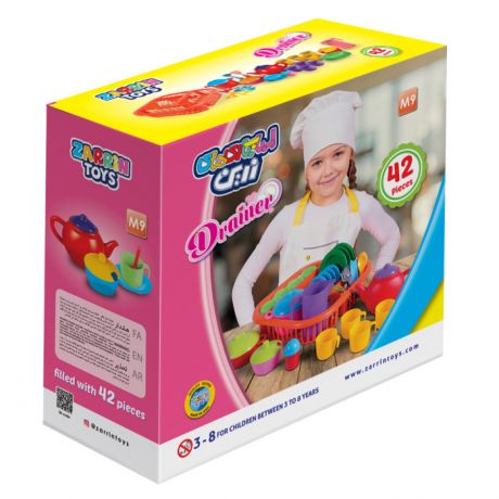 Ролевые игры Zarrin Toys Набор посуды в корзине (42 предмета)