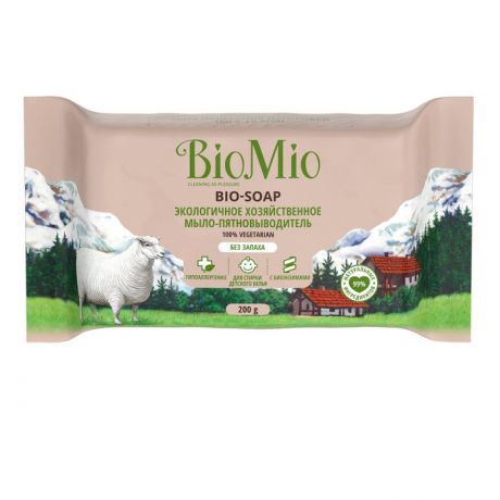 Бытовая химия BioMio Мыло-пятновыводитель экологичное хозяйственное Без запаха 200 г 8 шт.