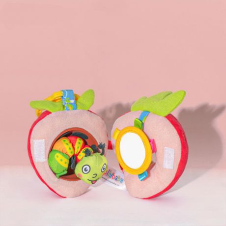 Подвесные игрушки Sharktoys мягкая развивающая с набором погремушек Клубника