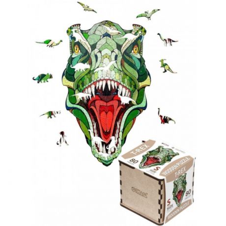 Деревянные игрушки Eco Wood Art Пазл головоломка Динозавр T-REX S 28x17 см