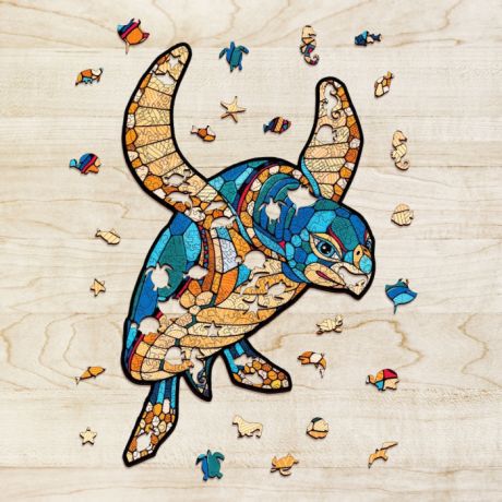 Деревянные игрушки Eco Wood Art Фигурный пазл Морская Черепаха L 39x55 см