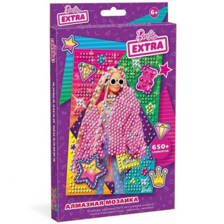 Наборы для творчества Barbie Алмазная мозаика Extra 10х15 см