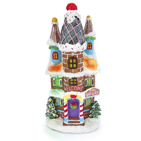 Новогодние украшения Лючия Фигурка декоративная Пряничный домик со светодиодной подсветкой