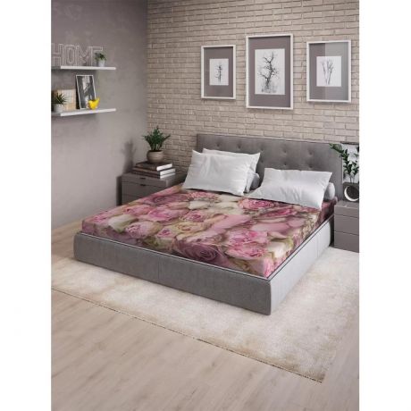 Простыни Ambesonne Натяжная простыня на двуспальную кровать Розовый букет 200х180 см