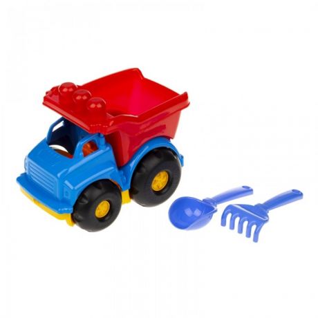 Игрушки в песочницу Colorplast Набор Тотошка самосвал №1: машинка, лопатка и грабельки