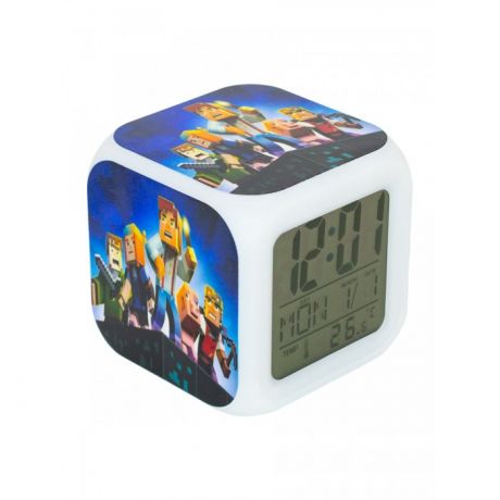 Часы Pixel Crew будильник Герои игры пиксельные с подсветкой