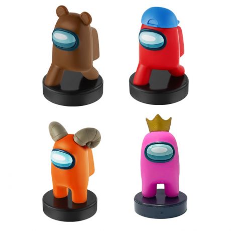 Игровые фигурки Among Us Игровой набор штампиков С короной, с рогами, красный, мишка серия 2 4 шт.