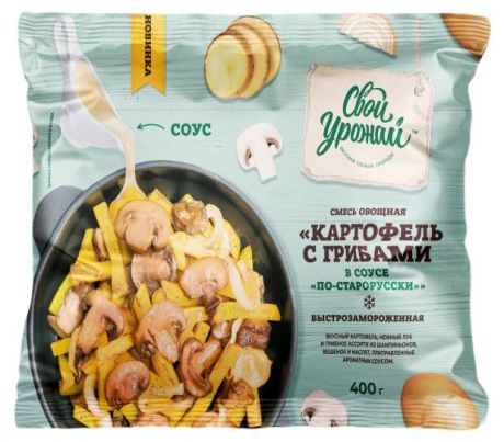 Смесь овощная Свой Урожай Картофель с грибами в соусе по-старорусски замороженная, 400 г