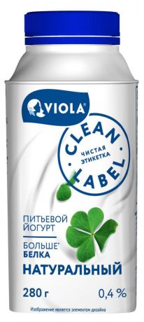 Йогурт питьевой Viola Clean Label 0,4%, 280 мл