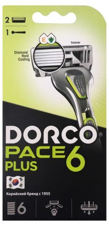 Станок для бритья Dorco Pace 6 Plux SXA5002 6 лезвий, 1 станок + 2 сменные кассеты