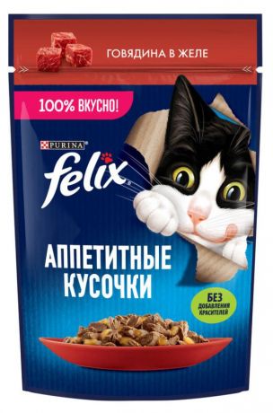 Корм влажный для кошек Felix с говядиной в желе, 75 г