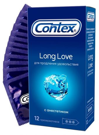 Презервативы Contex Long Love с анестетиком продлевающие половой акт, 12 шт