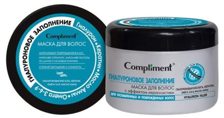Маска для волос Compliment с эффектом керапластики Hyaluron Filler Гиалуроновое заполнение, 500 мл