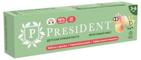 Зубная паста детская President 3-6 Фруктовый микс, 43 г